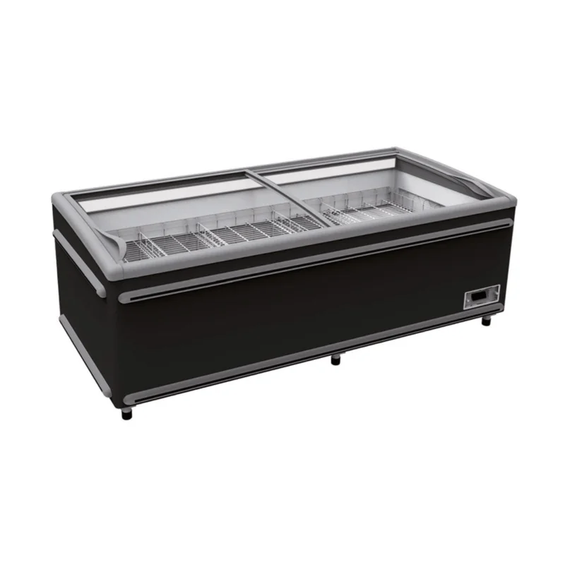 vaiotec TOPLINE Kühl- und Tiefkühltruhe 1200, Glasschiebedeckel, Schwarz, LED Innenbeleuchtung, BTH 2506 x 858 x 890 mm Kostenfreie Lieferung