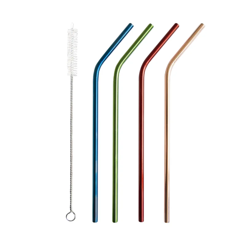Contento BarBaydos 4er-Set Edelstahltrinkhalm 0,6 x 21cm gebogen bunt Gratis Versand